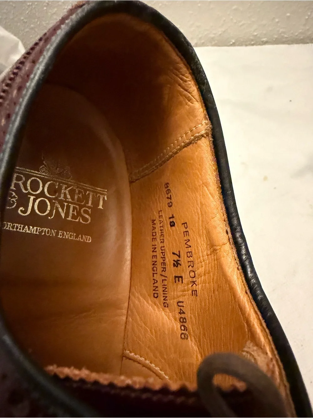 Classic Burgundy Leather Wingtip Oxfords, pre-owned, gently used